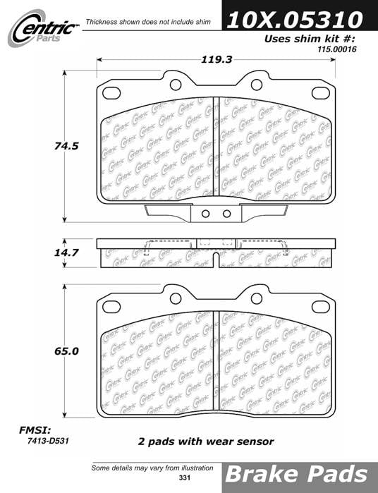 102.05310 CTek Brake Pads Centric Pair