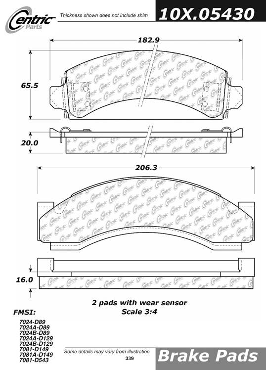 102.05430 CTek Brake Pads Centric Pair