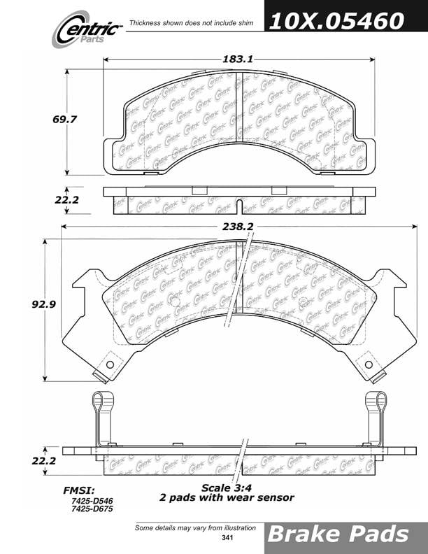 100.05460 OEM Brake Pads Centric Pair