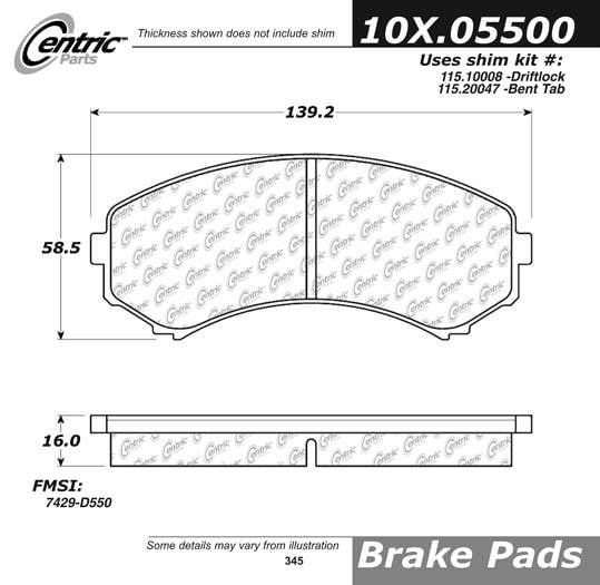 100.05500 OEM Brake Pads Centric Pair