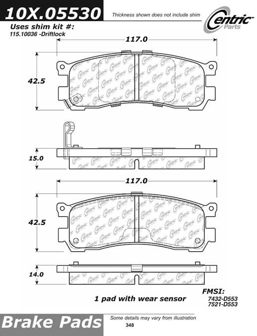 100.05530 OEM Brake Pads Centric Pair