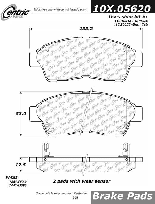 100.05620 OEM Brake Pads Centric Pair