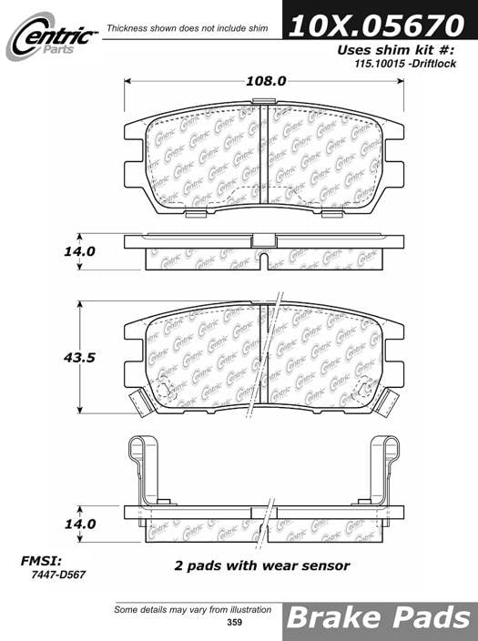 100.05670 OEM Brake Pads Centric Pair