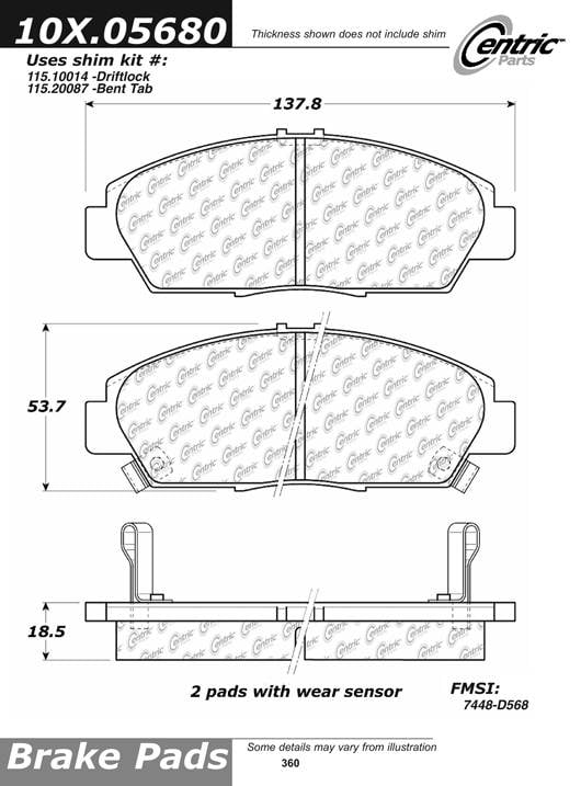 100.05680 OEM Brake Pads Centric Pair