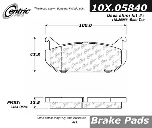 100.05840 OEM Brake Pads Centric Pair