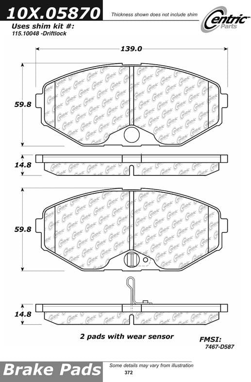 100.05870 OEM Brake Pads Centric Pair