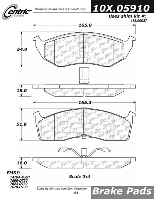 100.05910 OEM Brake Pads Centric Pair