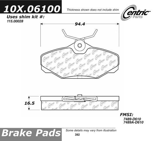 100.06100 OEM Brake Pads Centric Pair