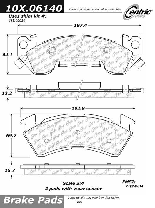 102.06140 CTek Brake Pads Centric Pair