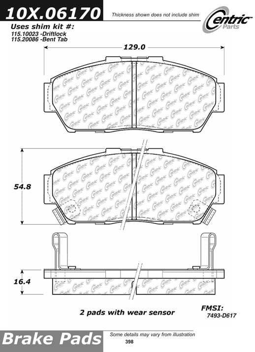 100.06170 OEM Brake Pads Centric Pair