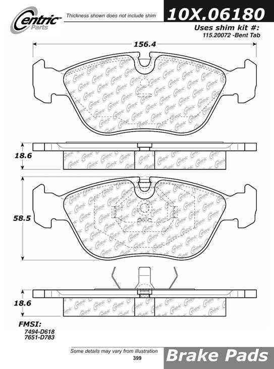 100.06180 OEM Brake Pads Centric Pair