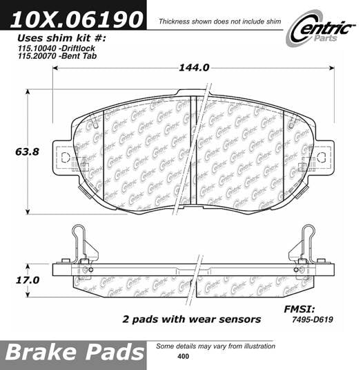 100.06190 OEM Brake Pads Centric Pair