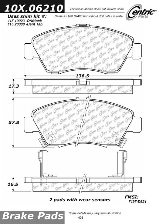 100.06210 OEM Brake Pads Centric Pair