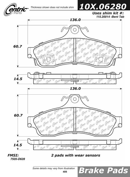 102.06280 CTek Brake Pads Centric Pair