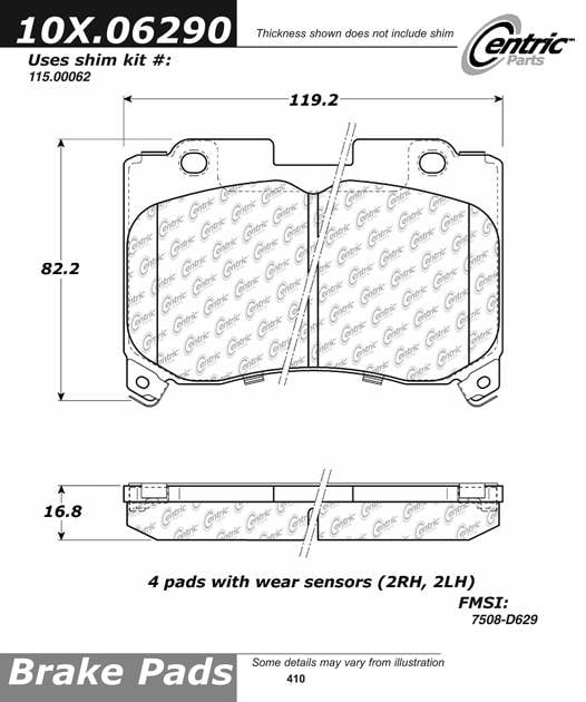 100.06290 OEM Brake Pads Centric Pair