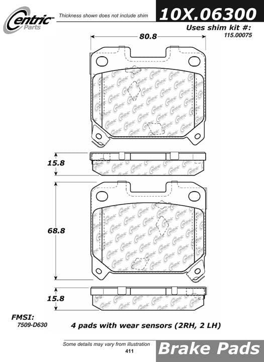 100.06300 OEM Brake Pads Centric Pair