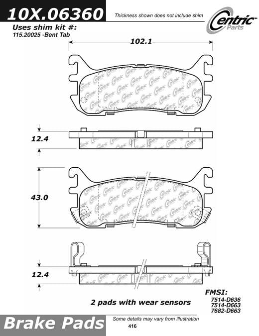 100.06360 OEM Brake Pads Centric Pair