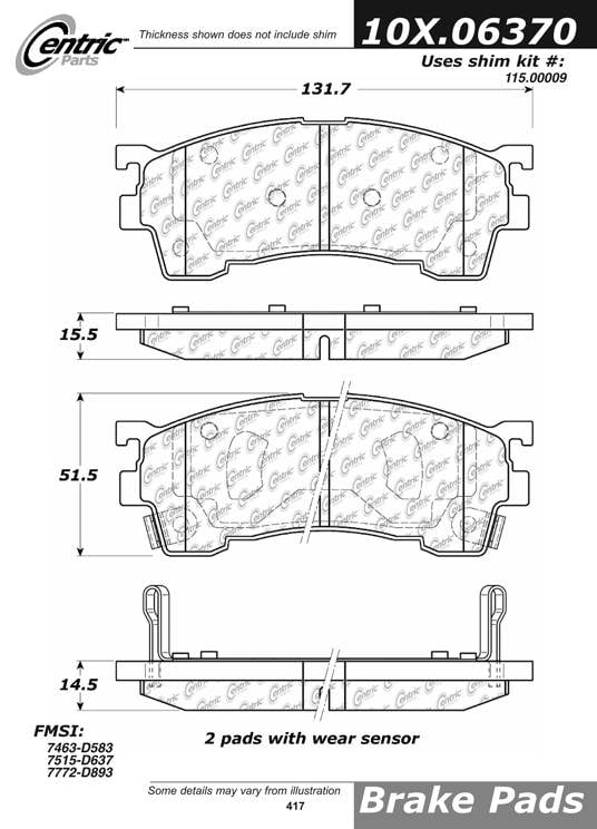 100.06370 OEM Brake Pads Centric Pair