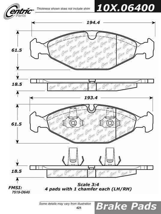 100.06400 OEM Brake Pads Centric Pair