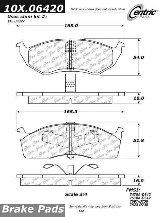 100.06420 OEM Brake Pads Centric Pair