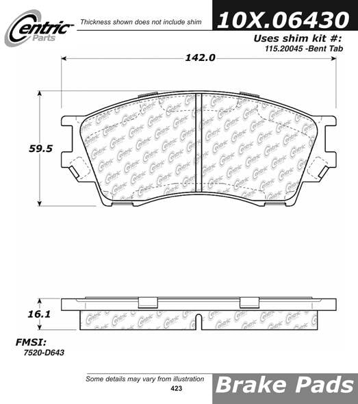 100.06430 OEM Brake Pads Centric Pair