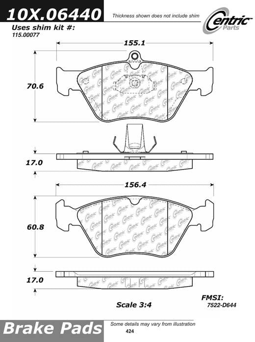 100.06440 OEM Brake Pads Centric Pair