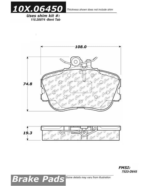 100.06450 OEM Brake Pads Centric Pair