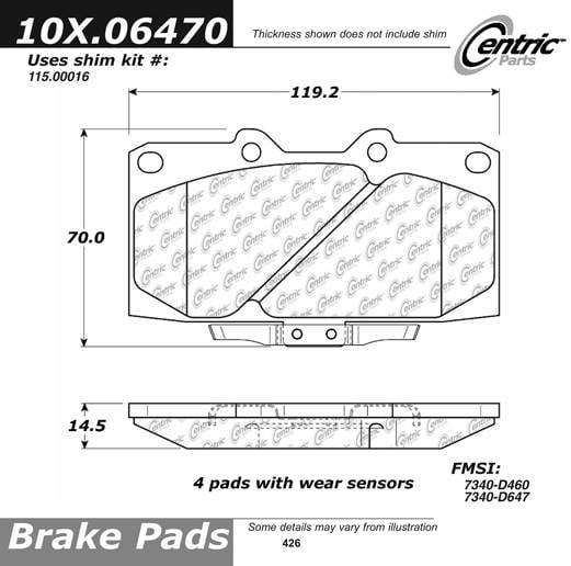 100.06470 OEM Brake Pads Centric Pair