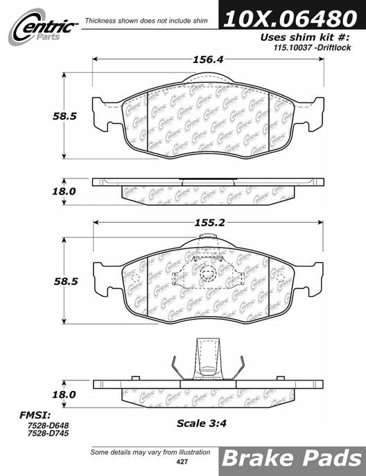 100.06480 OEM Brake Pads Centric Pair