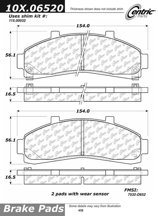 100.06520 OEM Brake Pads Centric Pair