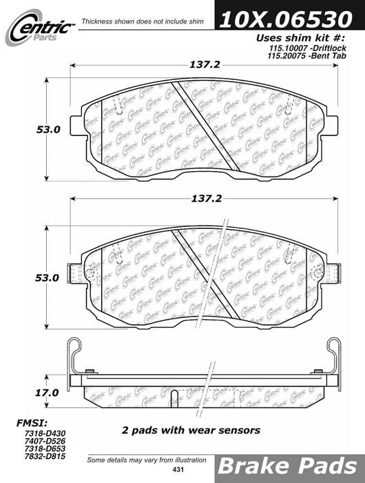 100.06530 OEM Brake Pads Centric Pair