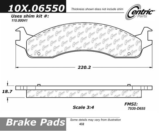 100.06550 OEM Brake Pads Centric Pair