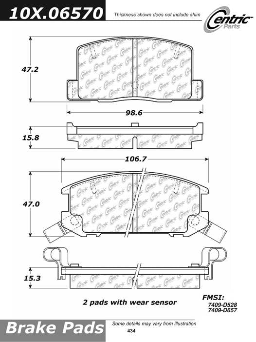 100.06570 OEM Brake Pads Centric Pair