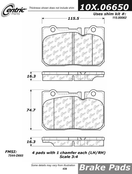 100.06650 OEM Brake Pads Centric Pair