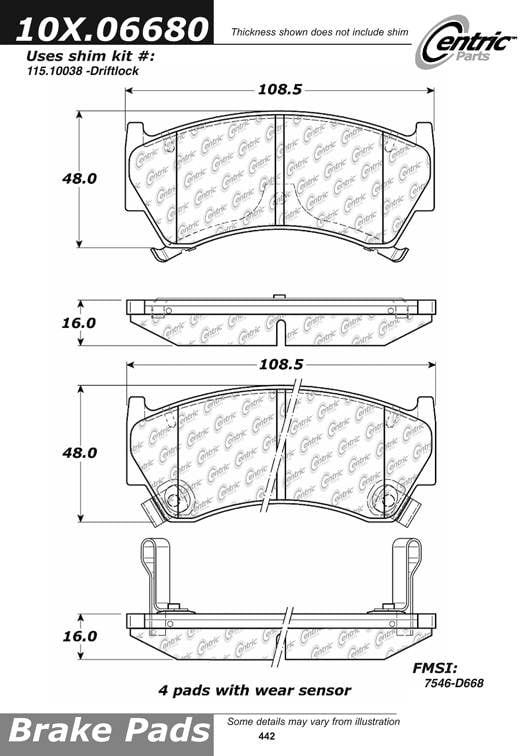 100.06680 OEM Brake Pads Centric Pair