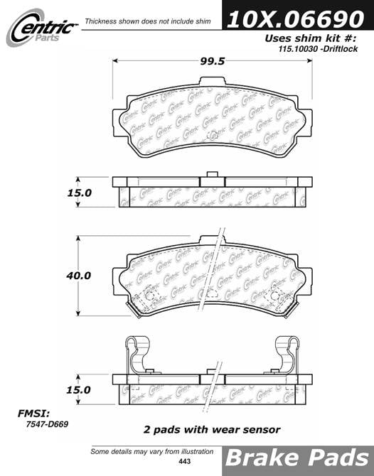 100.06690 OEM Brake Pads Centric Pair