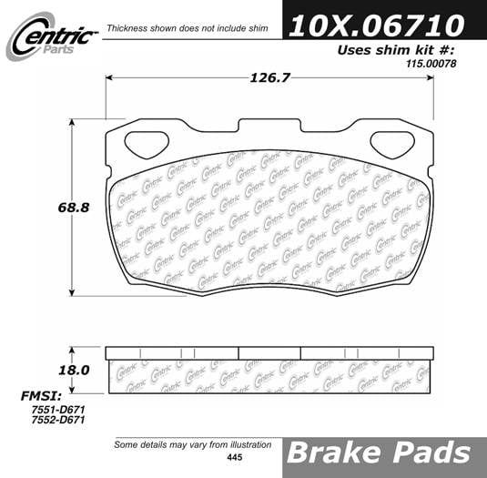 100.06710 OEM Brake Pads Centric Pair