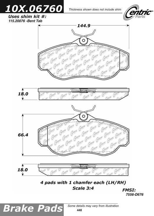 100.06760 OEM Brake Pads Centric Pair