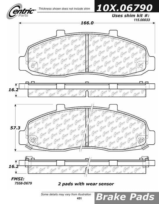 100.06790 OEM Brake Pads Centric Pair