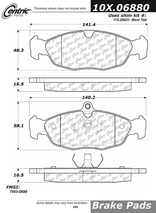 100.06880 OEM Brake Pads Centric Pair