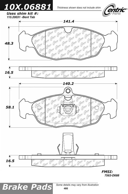 100.06881 OEM Brake Pads Centric Pair