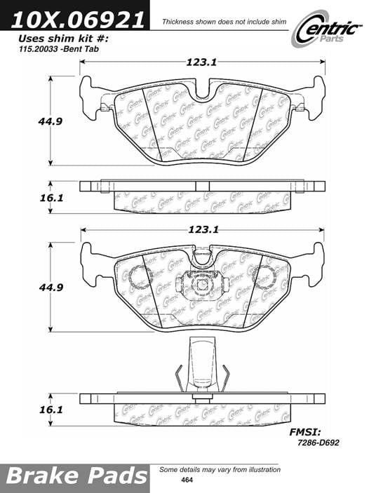 100.06921 OEM Brake Pads Centric Pair