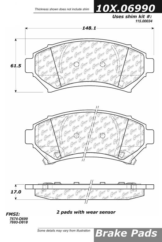 102.06990 CTek Brake Pads Centric Pair