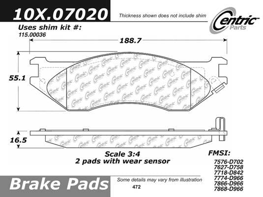 100.07020 OEM Brake Pads Centric Pair