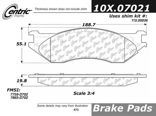 100.07021 OEM Brake Pads Centric Pair