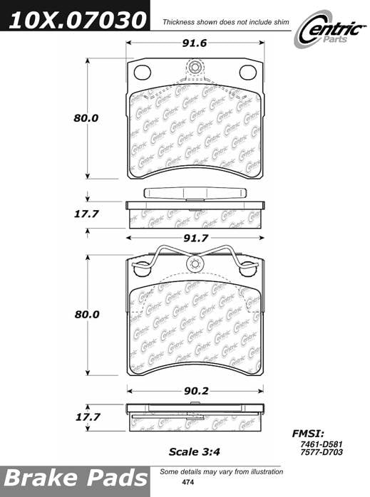 100.07030 OEM Brake Pads Centric Pair