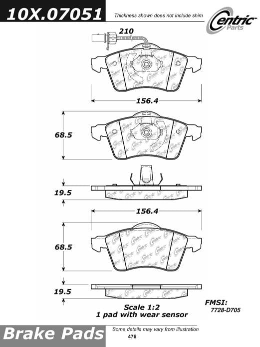 100.07051 OEM Brake Pads Centric Pair