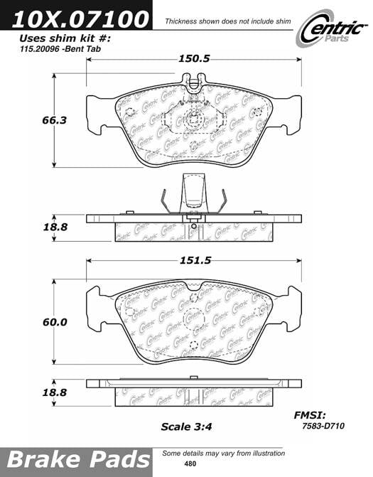 100.07100 OEM Brake Pads Centric Pair