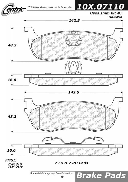 100.07110 OEM Brake Pads Centric Pair