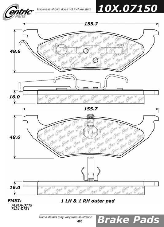 102.07150 CTek Brake Pads Centric Pair